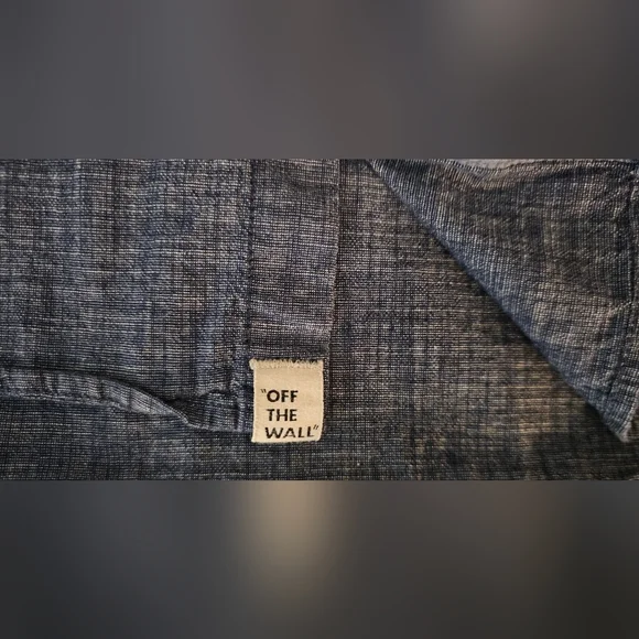 Vans Men’s Navy Short Sleeve Button-Up Cotton Linen Shirt - Size Small - Picture 4 of 4